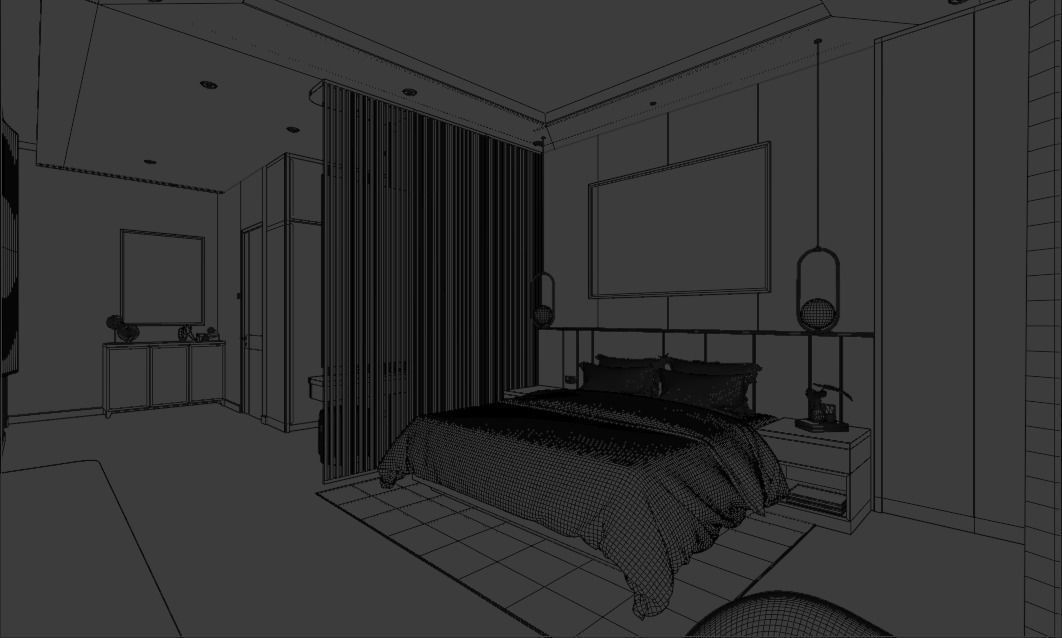 Bedroom Interior Blender - Fbx - Obj 3D model_5