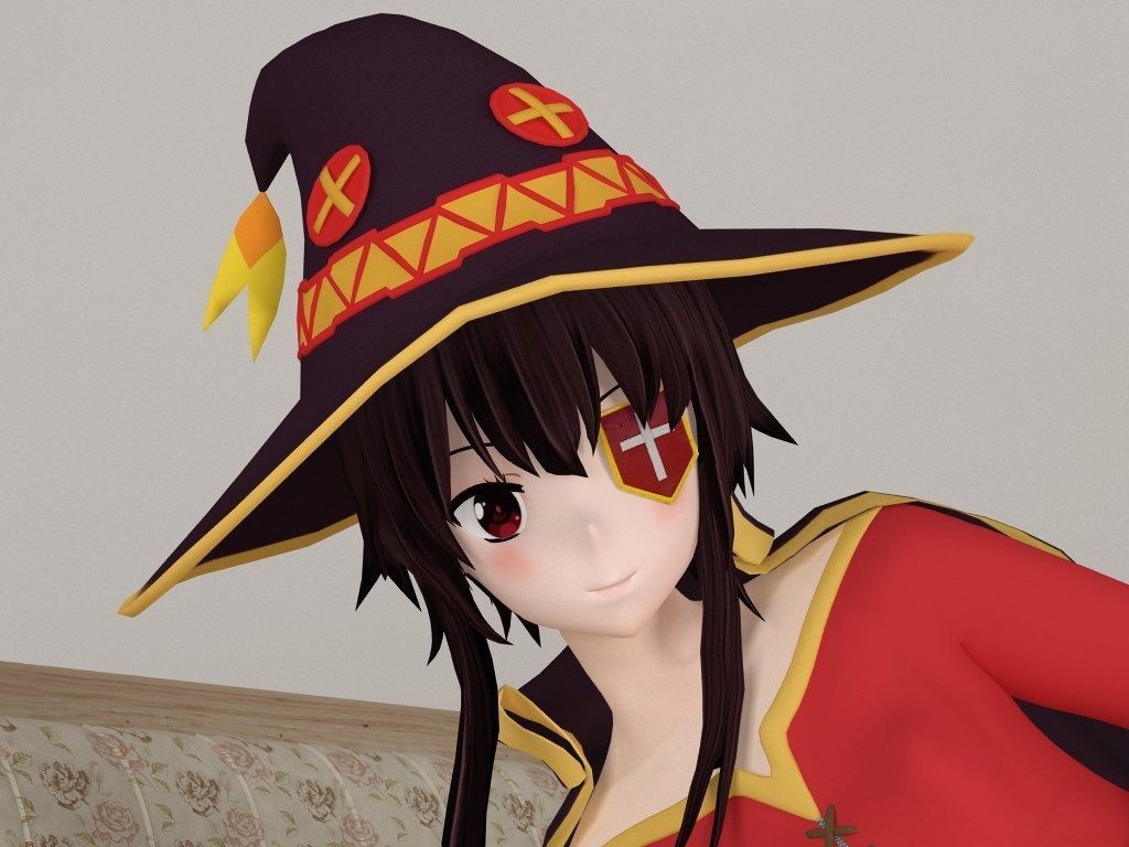 Megumin anime girl pose 06 3D model_12