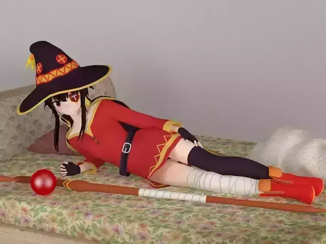 Megumin anime girl pose 06 3D model