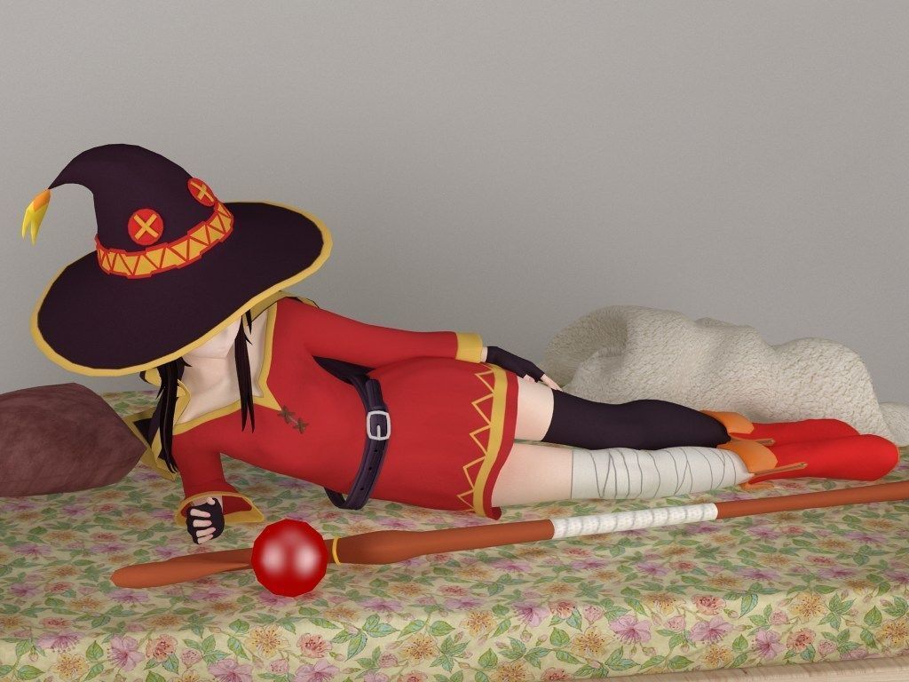 Megumin anime girl pose 06 3D model_9