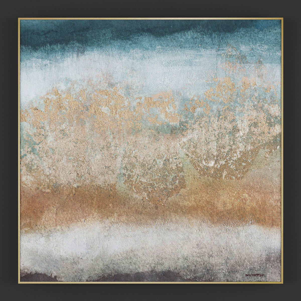 Pictures234 abstract painting gold 3D model_2