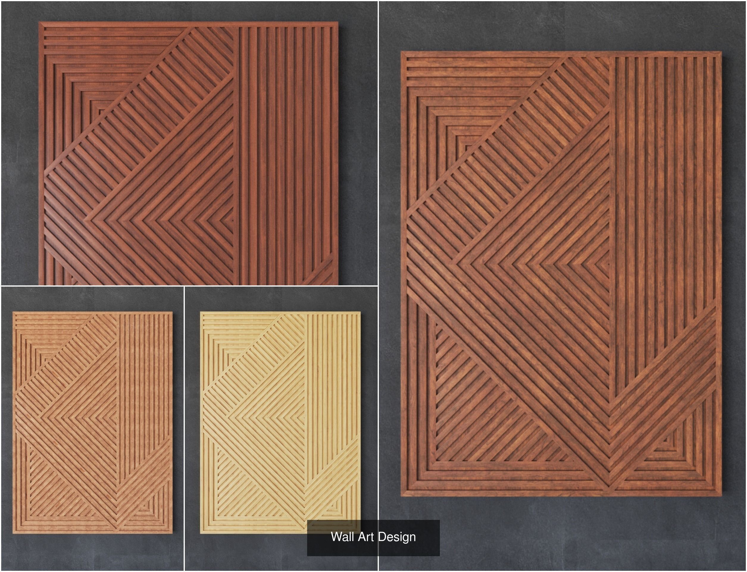 Wooden Wall Deco 3D Model Collection_2