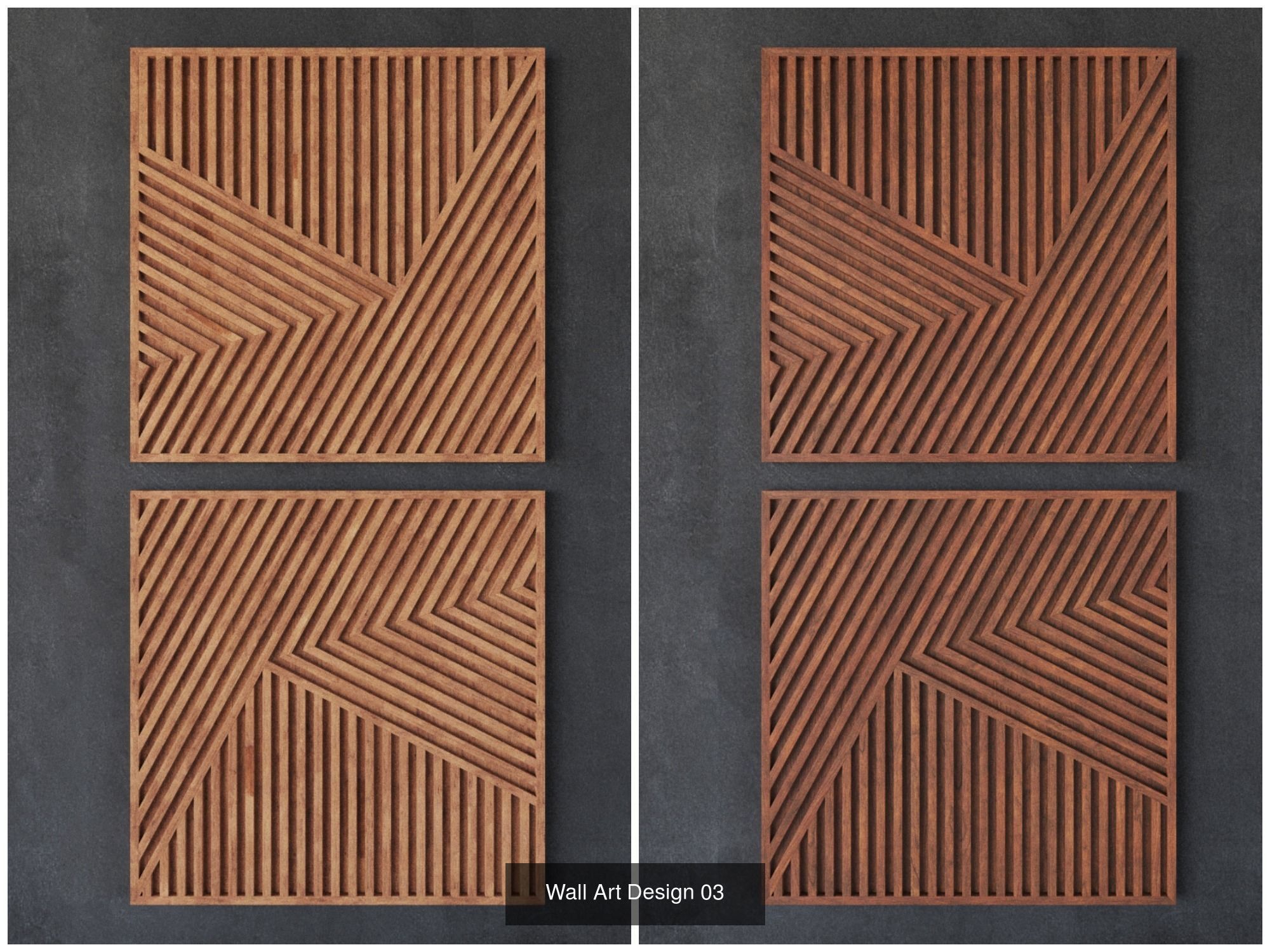 Wooden Wall Deco 3D Model Collection_3