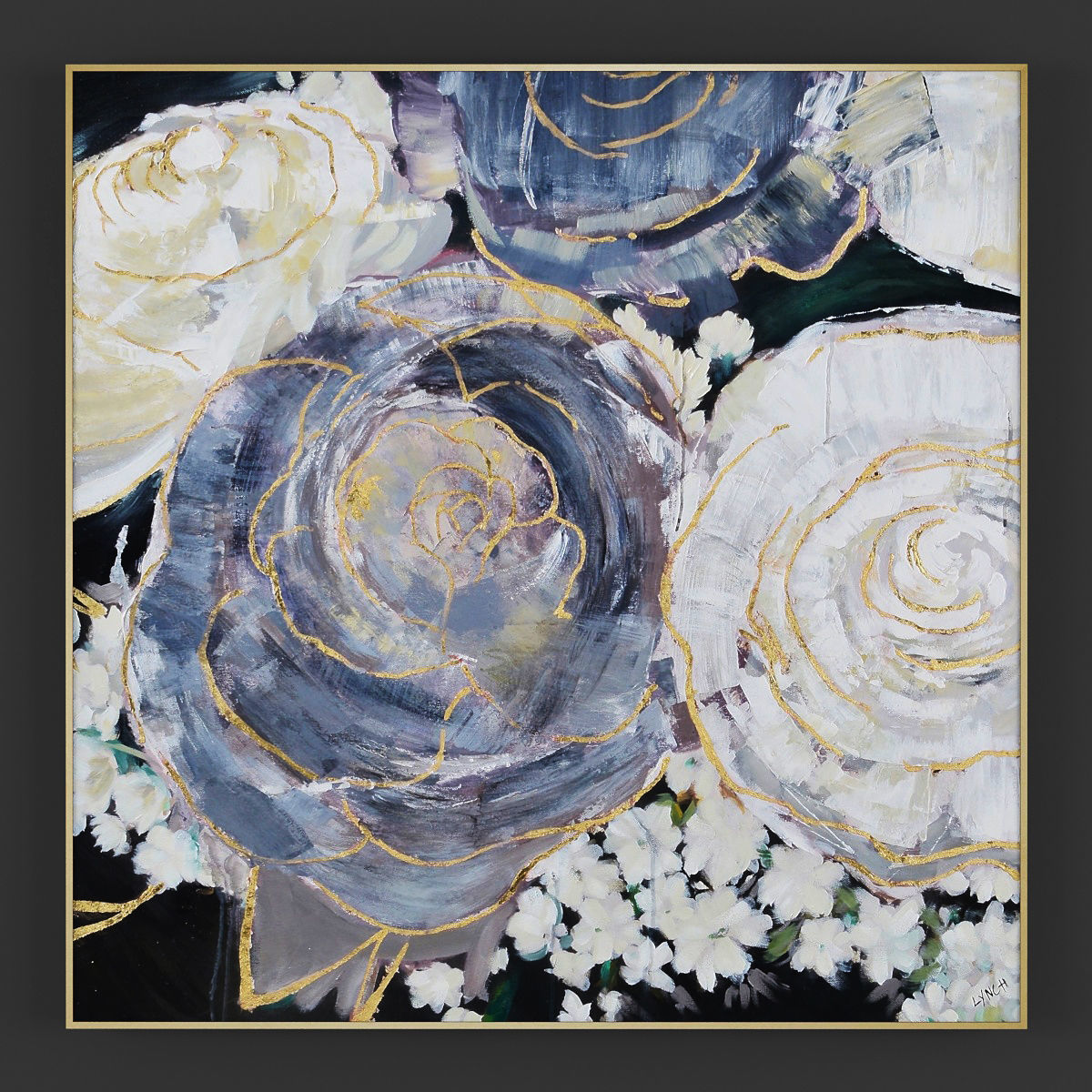 Pictures243 gold rose wall art 3D model_2