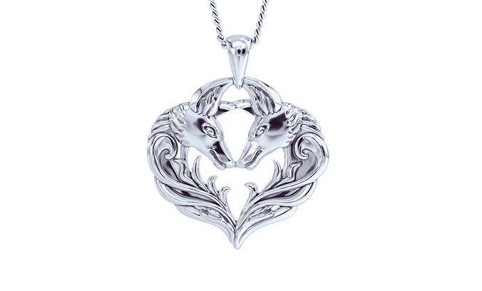 silver pendant celtic wolves 3D print model
