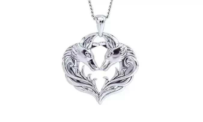 silver pendant celtic wolves