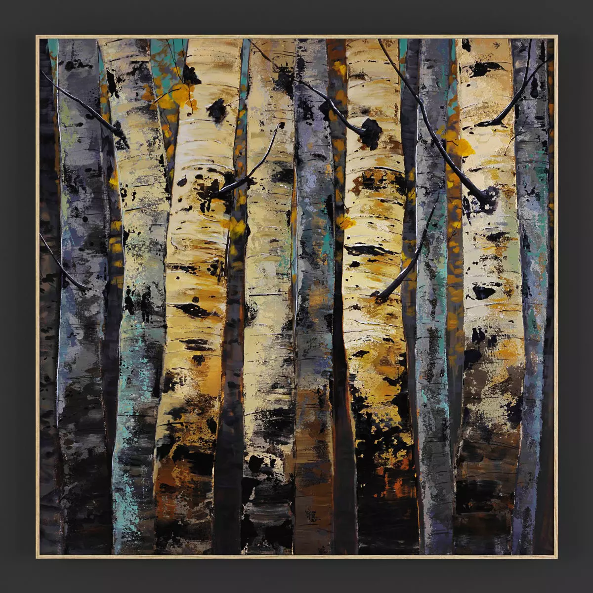 Pictures245 abstract painting of birch trees 3D model_0