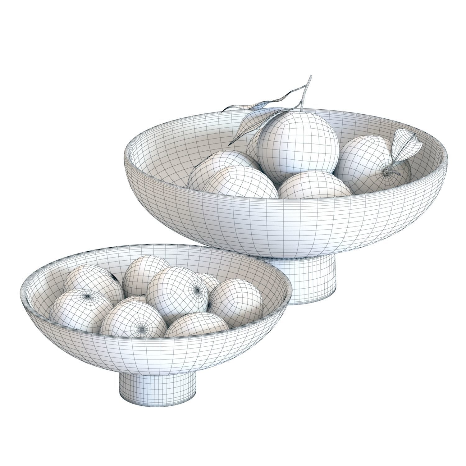 Food Set 04 - Bowls with Oranges and Mandarins 3D model_1