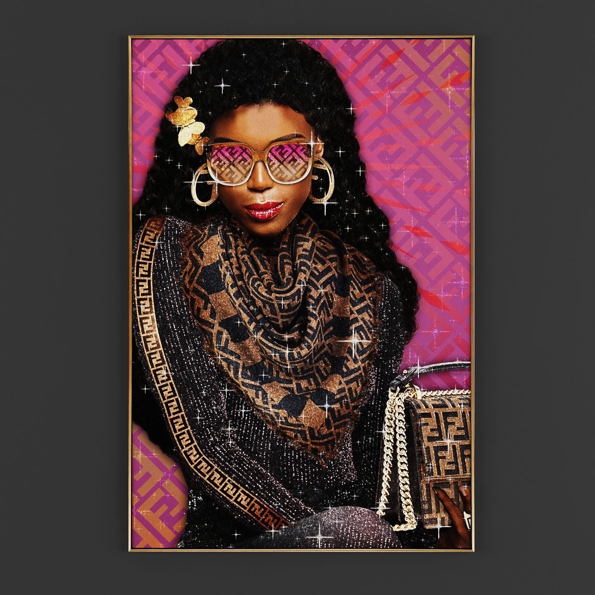 Pictures247 woman with gold turban art 3D model_2