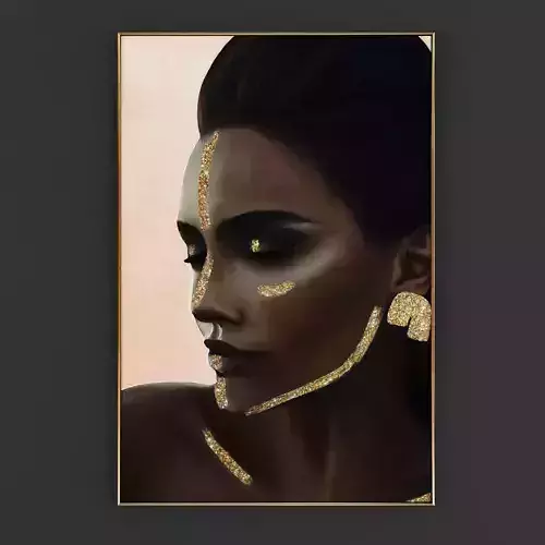 Pictures247 woman with gold turban art 3D model