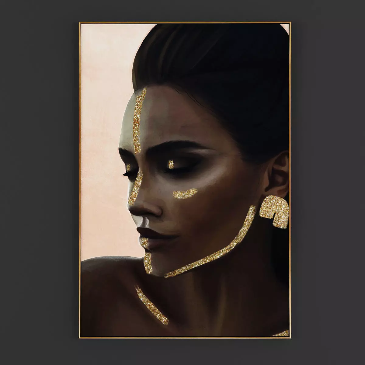 Pictures247 woman with gold turban art 3D model_0