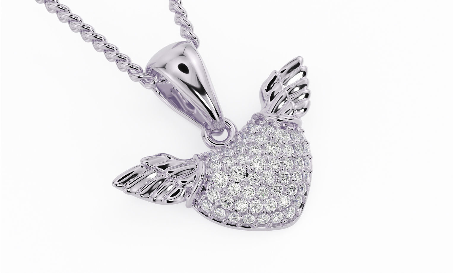 heart with wings gold pendant 3D print model_7