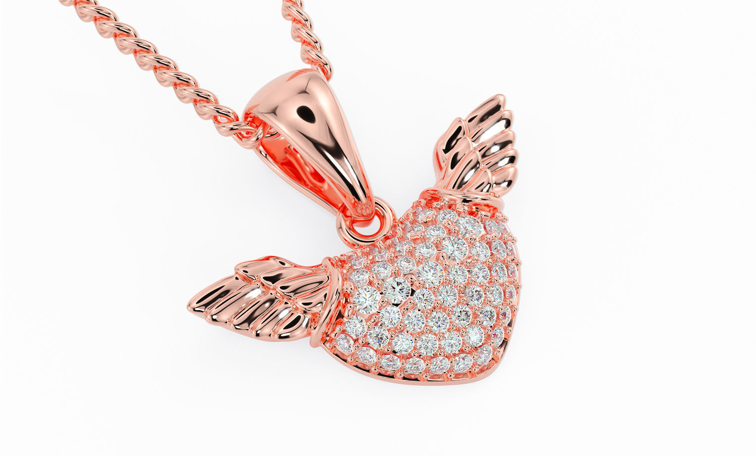 heart with wings gold pendant 3D print model_10