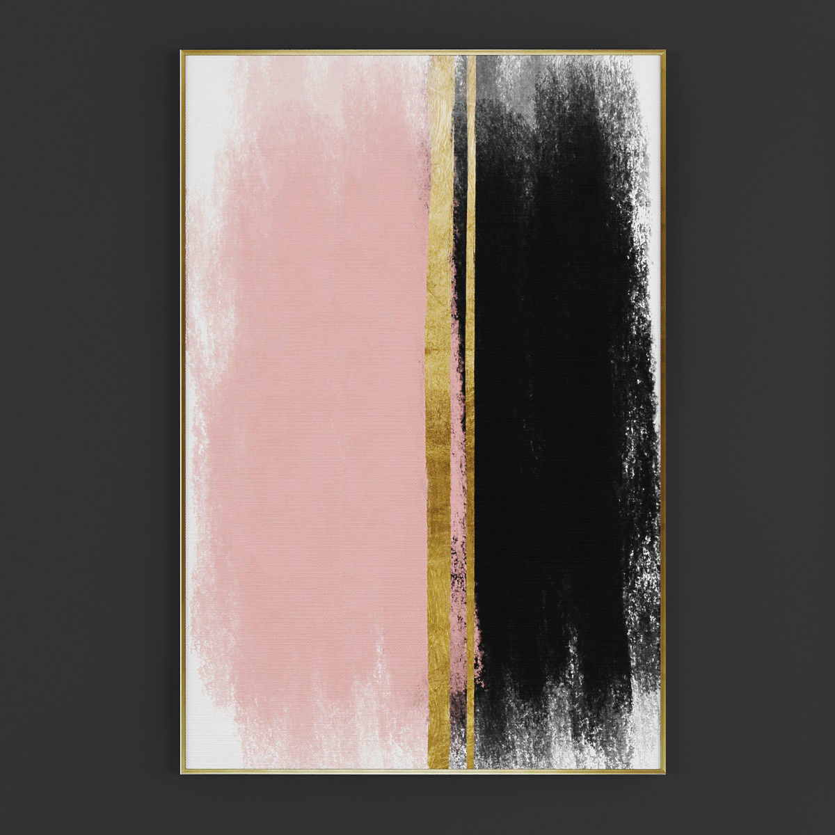 Pictures252 abstract painting with gold and lines 3D model_2