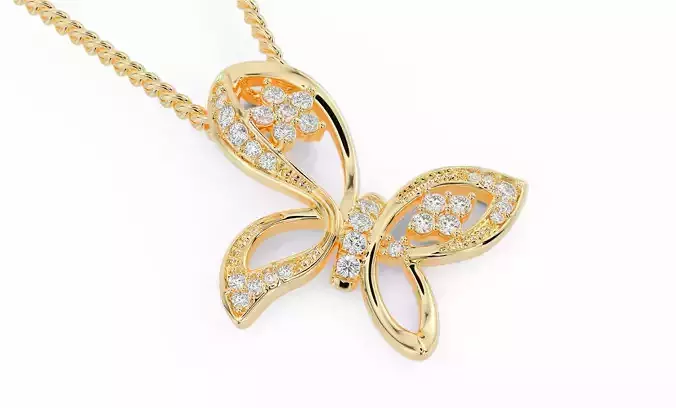 gold pendant butterfly with diamonds 