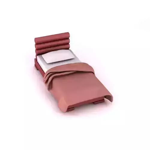 Red Headboard Bed 3D model