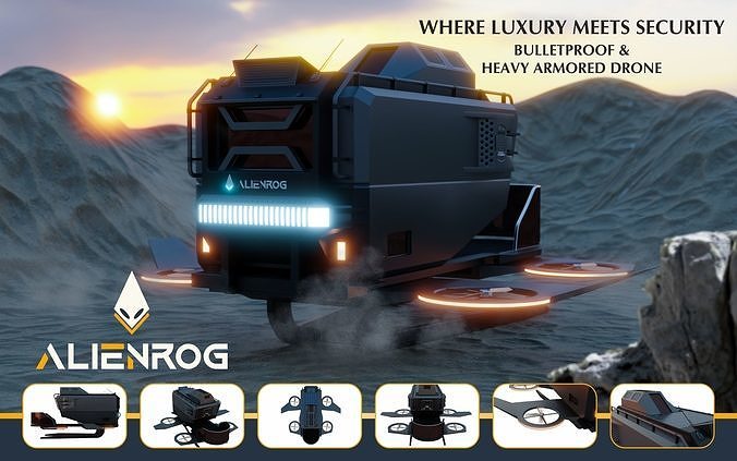 Drone 3D Model alien rog vehicle 3D model
