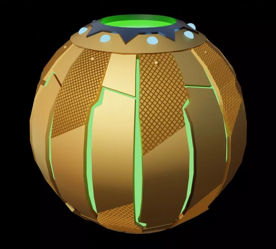 Green goblin pumpkin bomb Low-poly 3D model_0