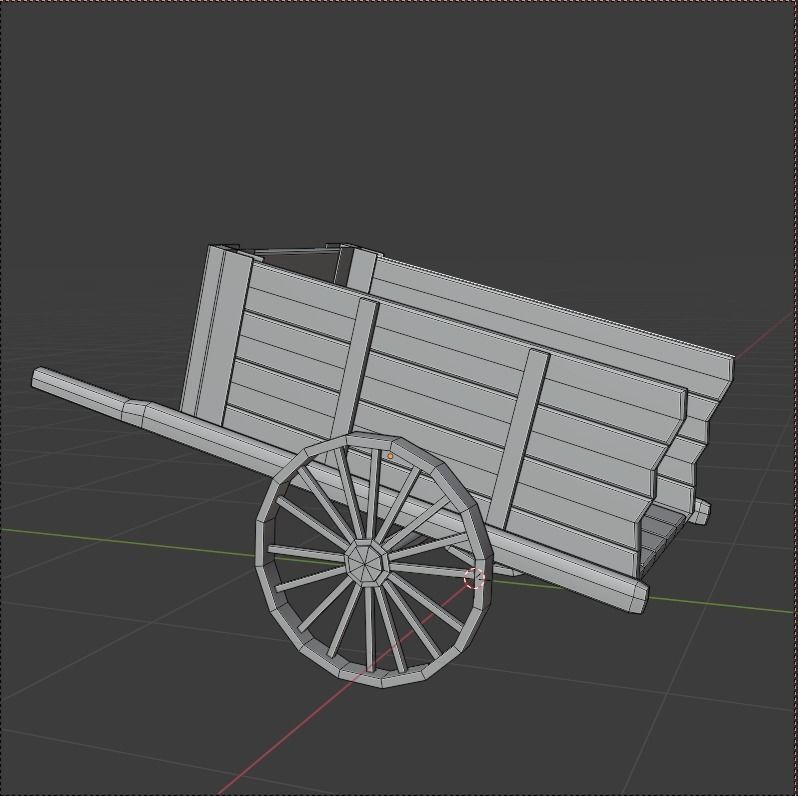 Old Style Cart  Low-poly 3D model_3