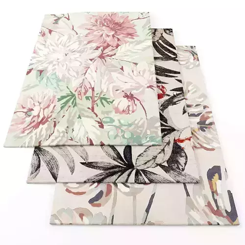 Rugs-1196 three floral rugs