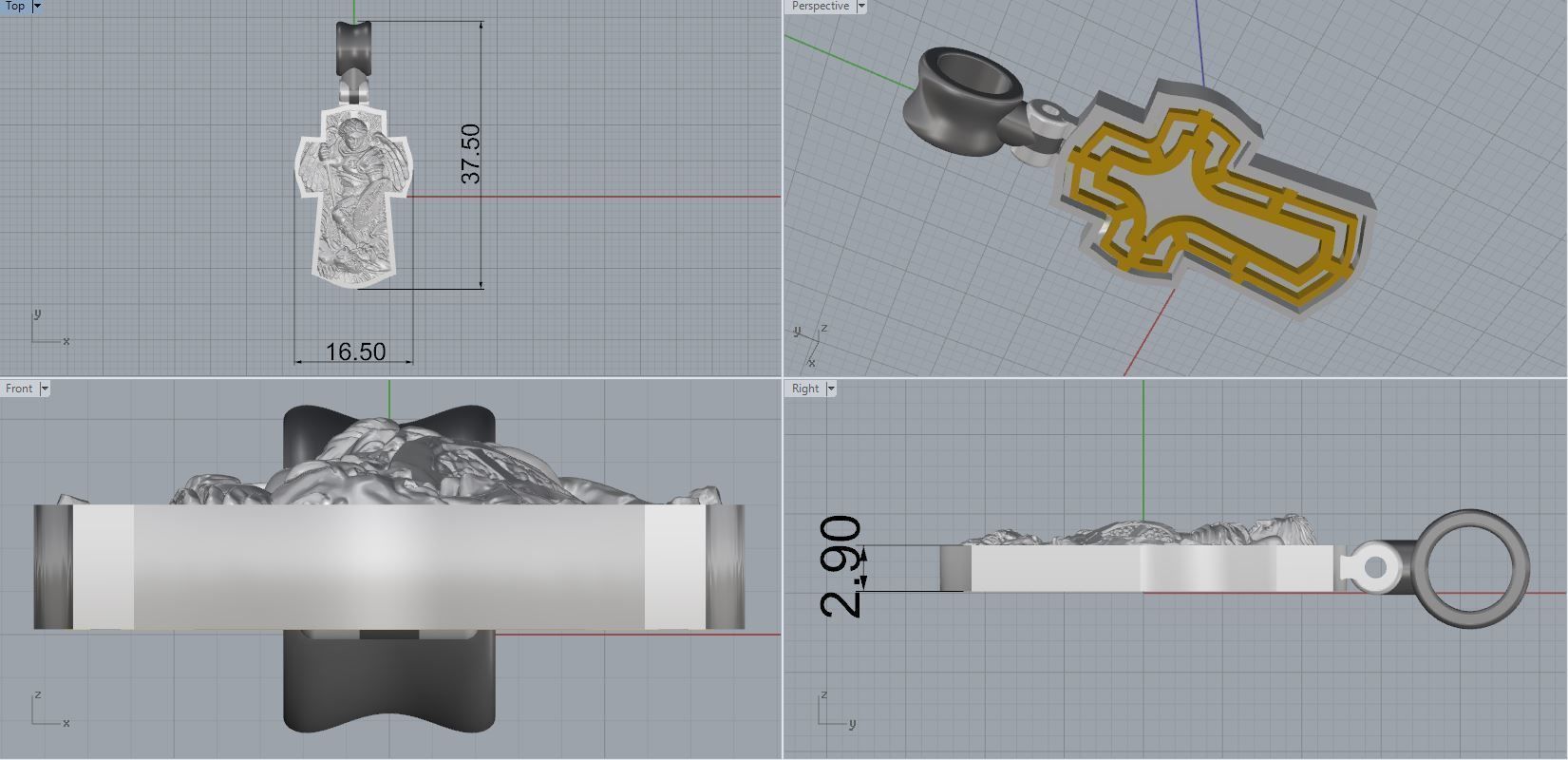 Saint Archangel Michael cross  3D print model_2