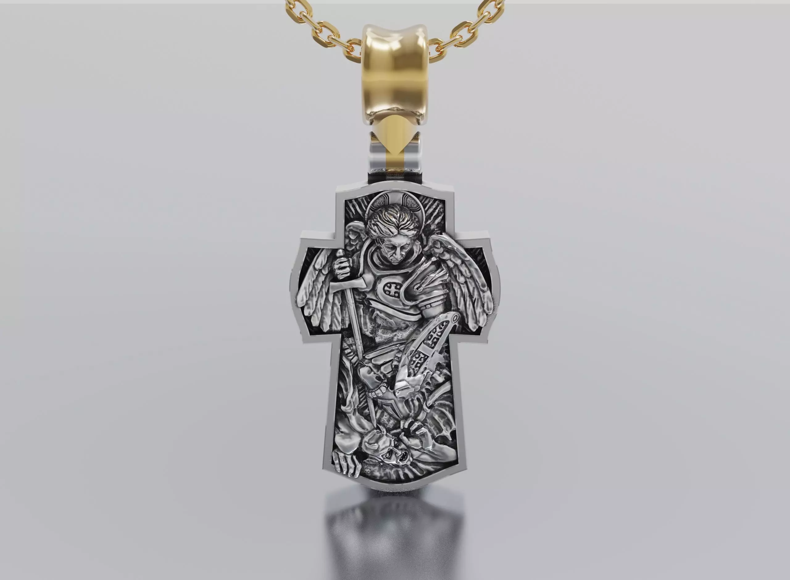 Saint Archangel Michael cross  3D print model_0