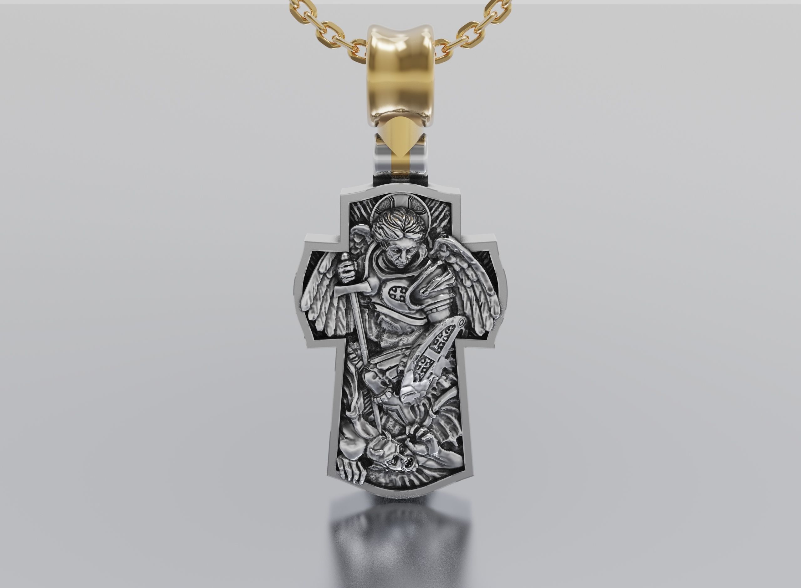 Saint Archangel Michael cross  3D print model_1