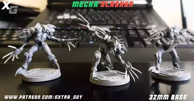 Mecha Slasher 3 Pose and a 32mm Base 3dPrint 3D print model