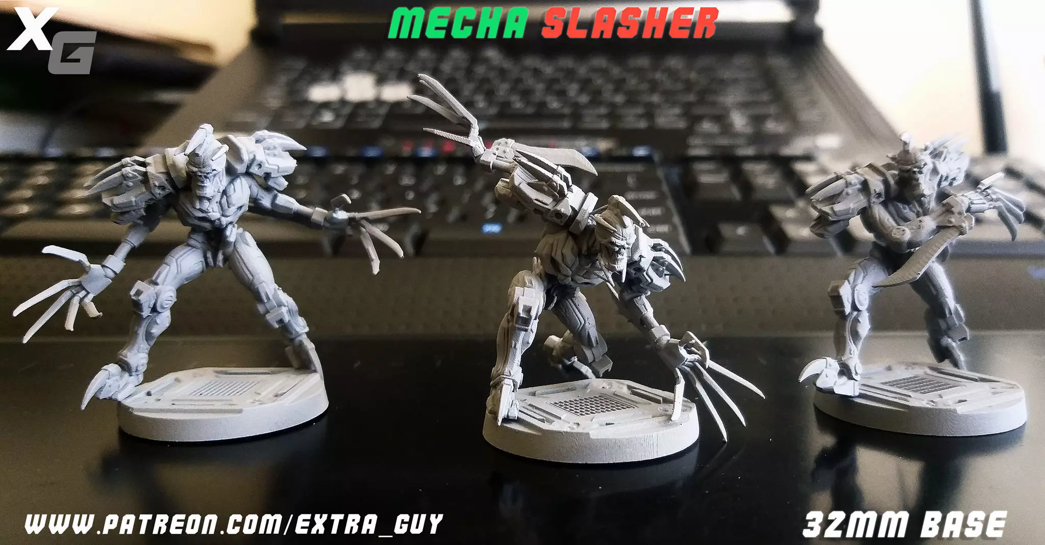Mecha Slasher 3 Pose and a 32mm Base 3dPrint 3D print model