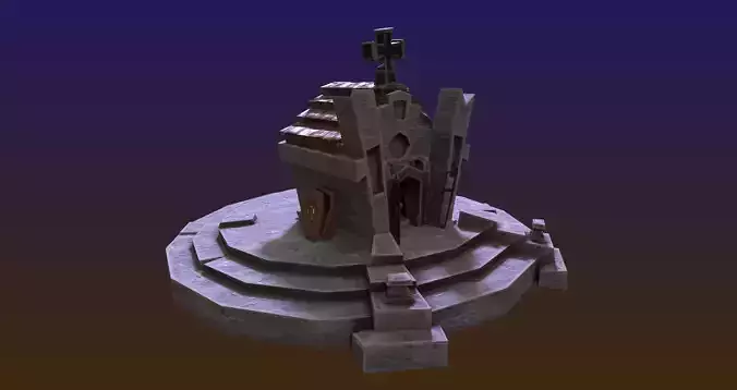 Halloween Spooky cartoon style Graveyard Low poly assets Low-poly 3D model