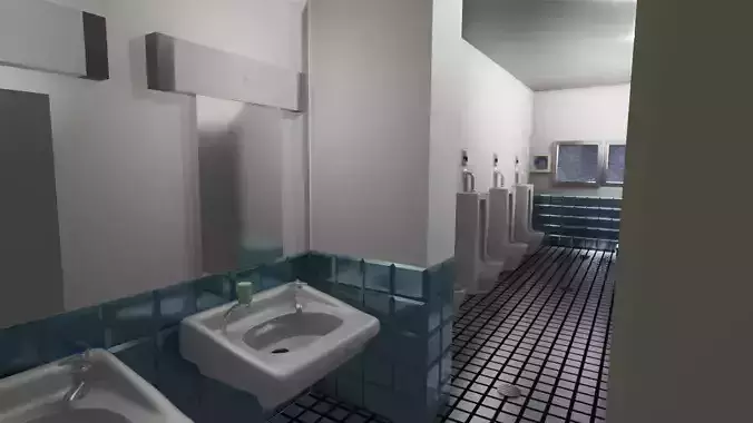 Japanese School Male Restroom 3D model
