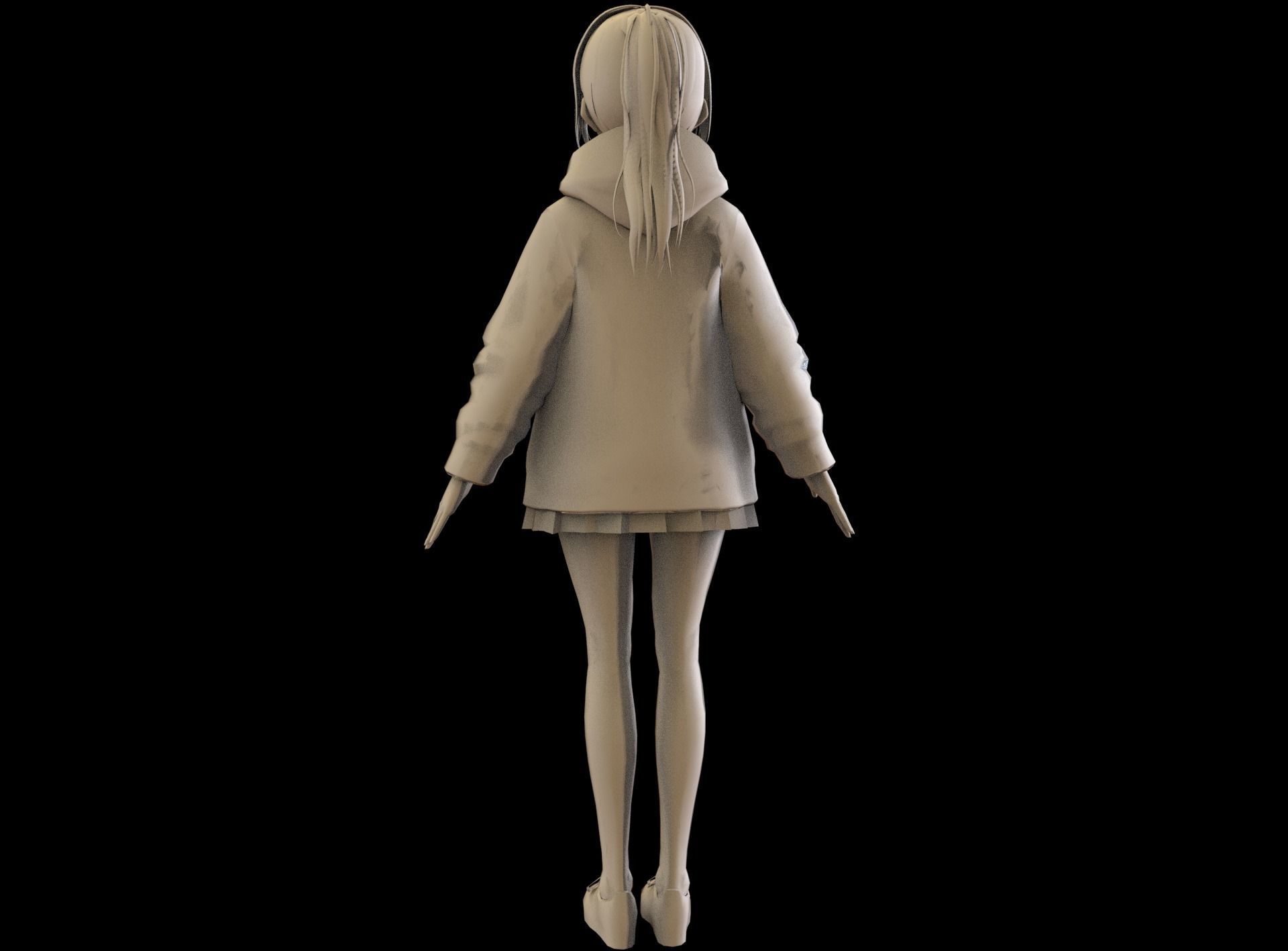 Anime Girl Low Poly Character 11 Low-poly 3D model_10