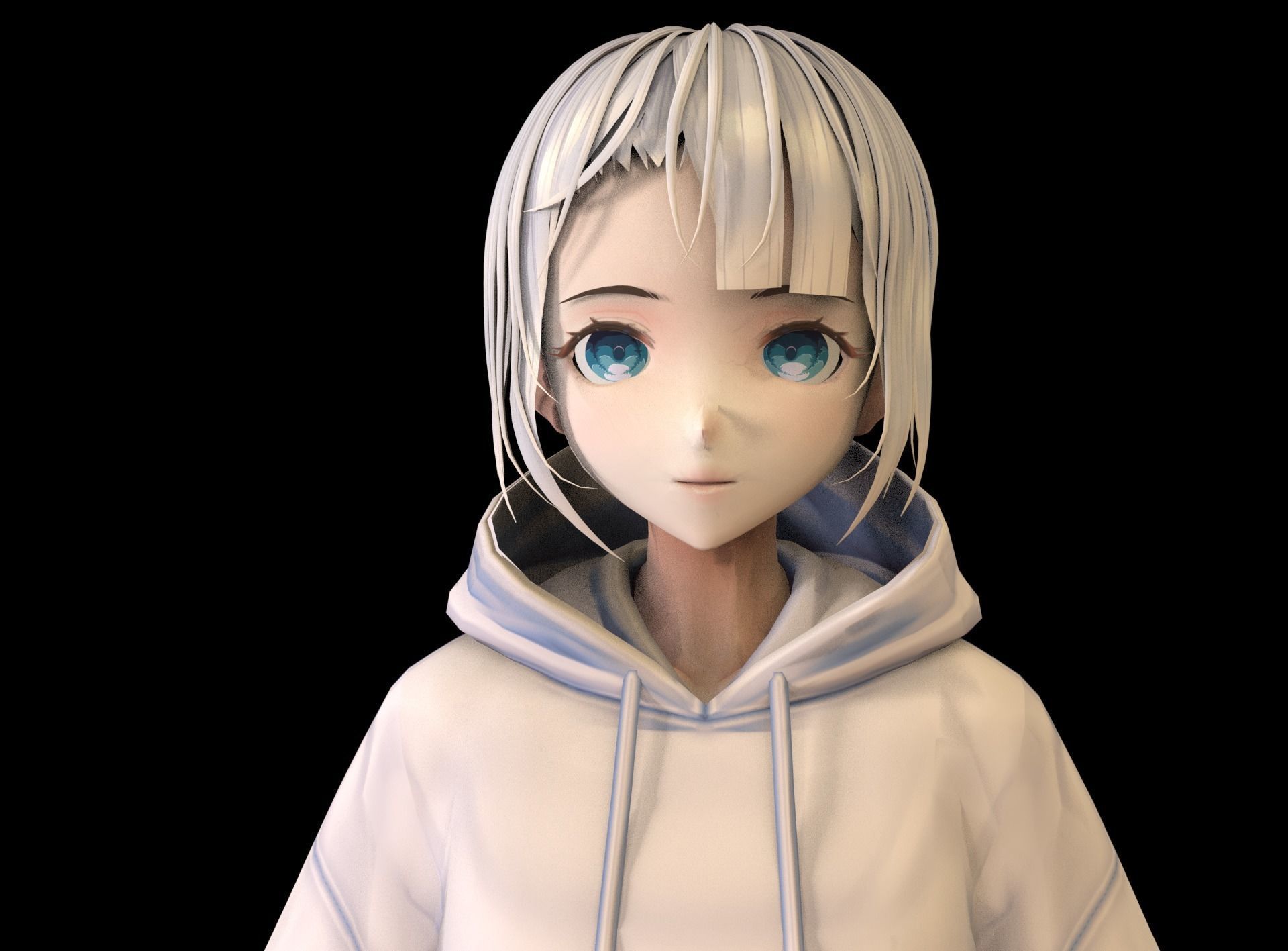 Anime Girl Low Poly Character 11 Low-poly 3D model_1