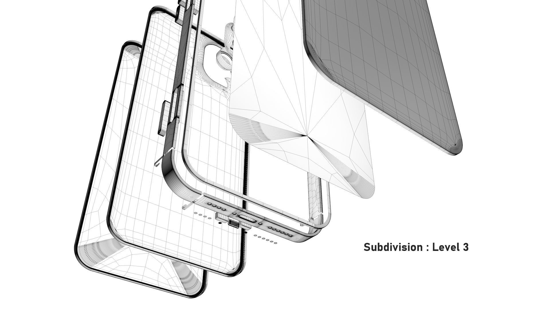Apple iPhone 13 Starlight Low-poly 3D model_37