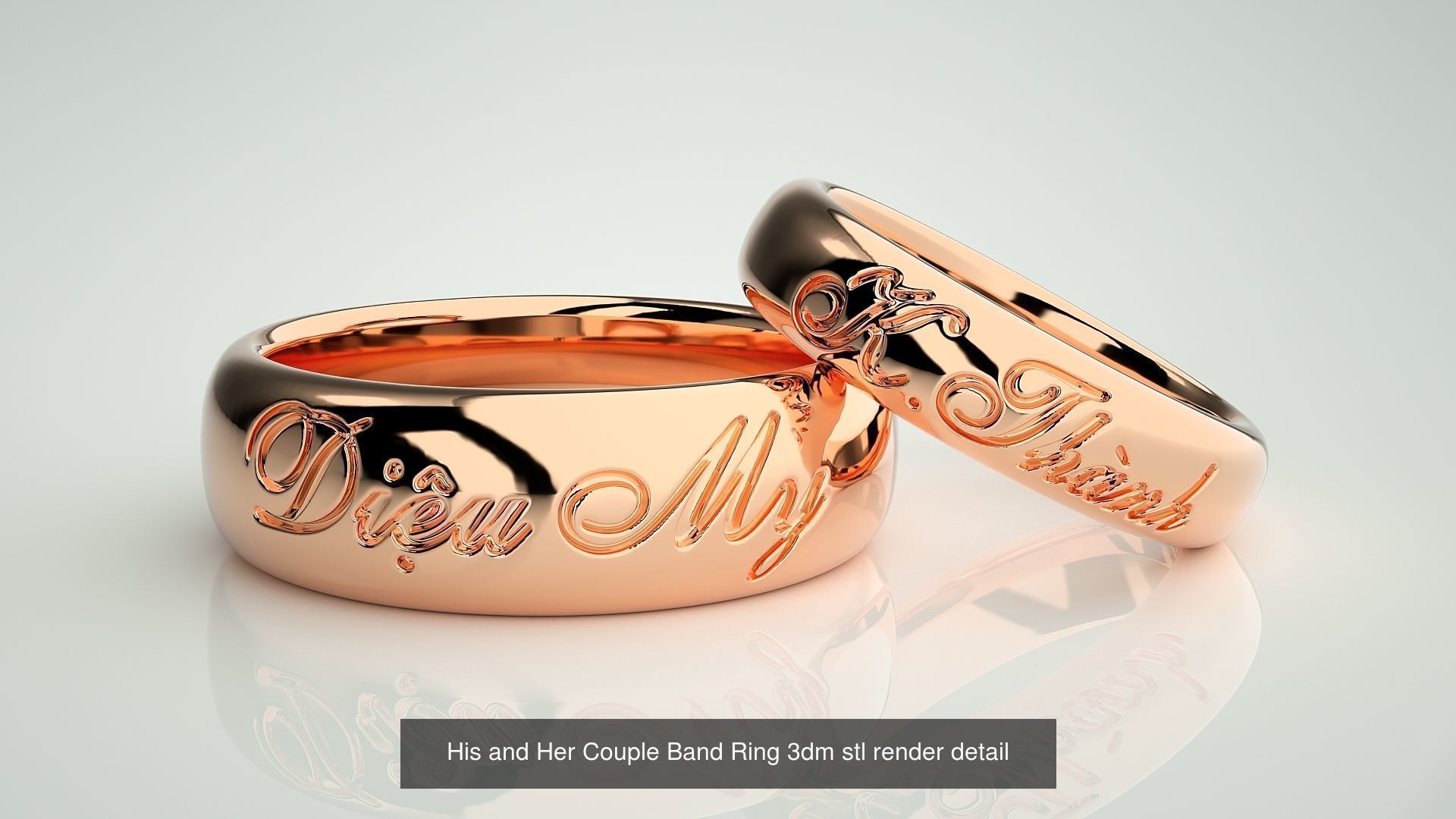 80 Italian Plain Gold Couple Bands 3dm stl 9 renders details  3D Model Collection_37