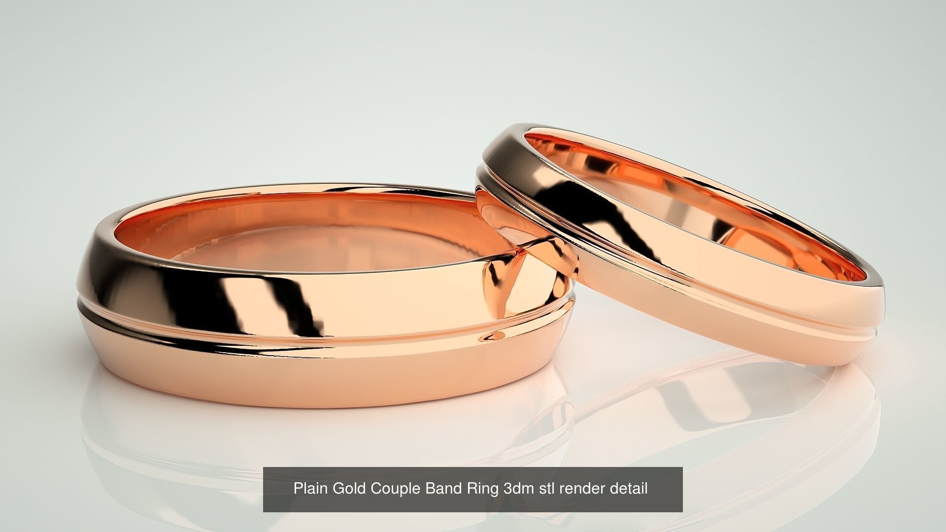 80 Italian Plain Gold Couple Bands 3dm stl 9 renders details  3D Model Collection_43