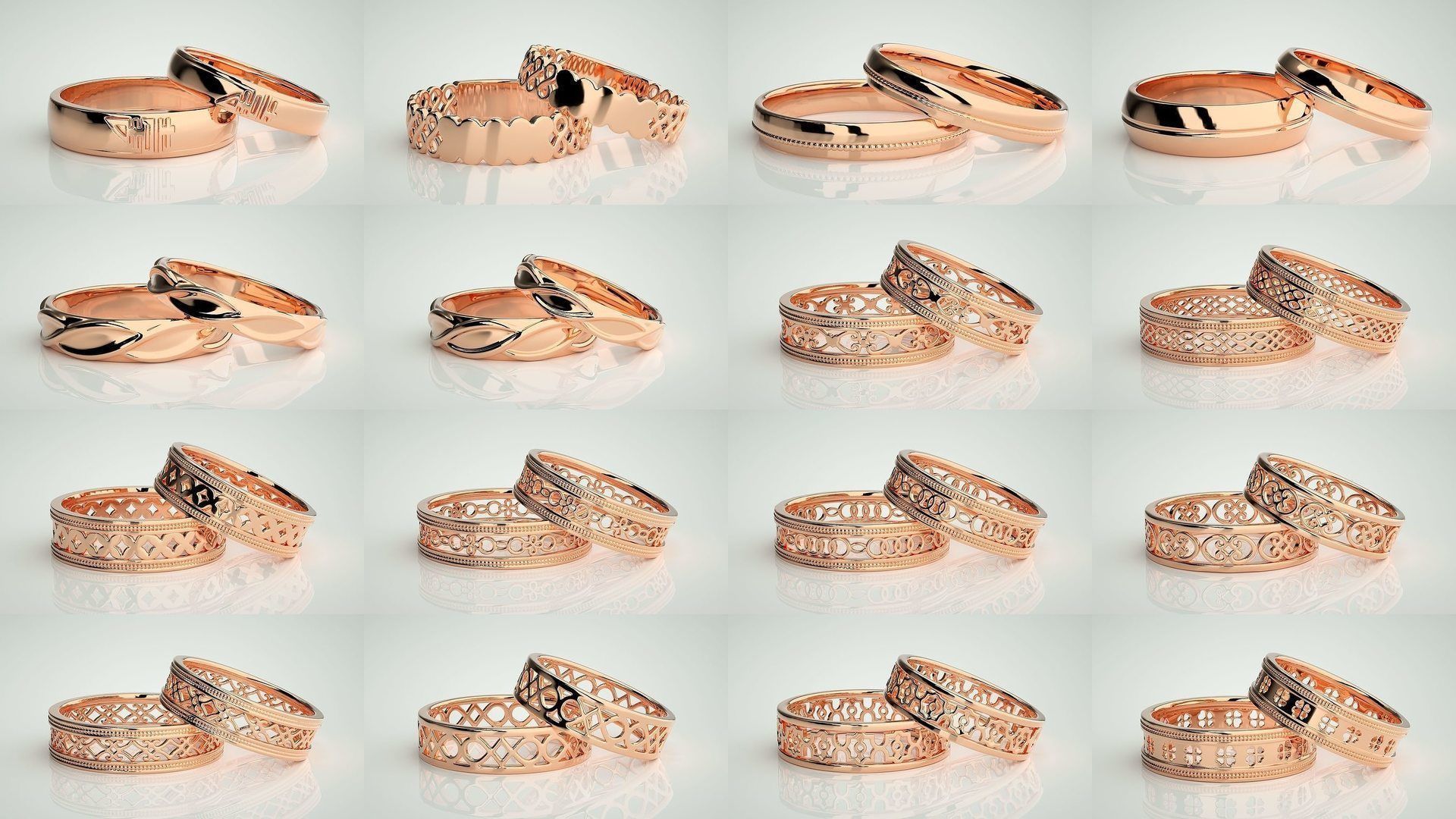 80 Italian Plain Gold Couple Bands 3dm stl 9 renders details  3D Model Collection_4