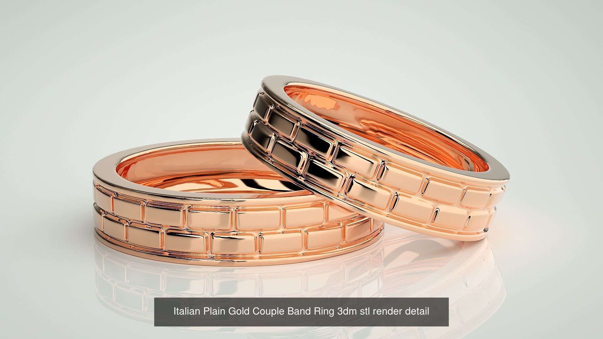 80 Italian Plain Gold Couple Bands 3dm stl 9 renders details  3D Model Collection_81