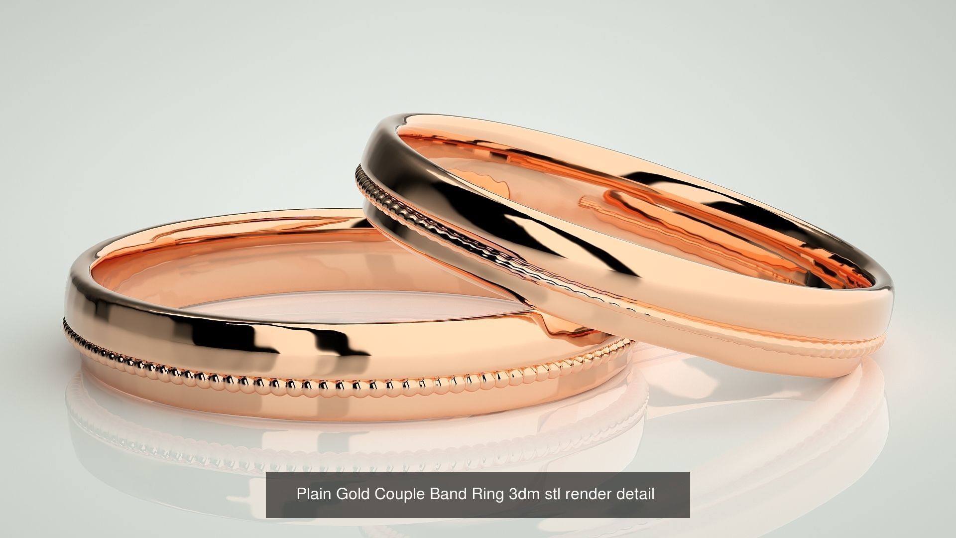 80 Italian Plain Gold Couple Bands 3dm stl 9 renders details  3D Model Collection_42