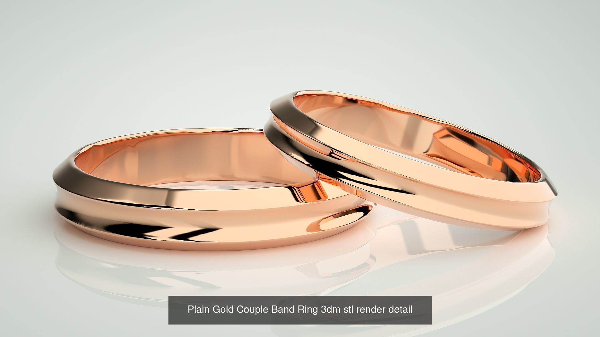 80 Italian Plain Gold Couple Bands 3dm stl 9 renders details  3D Model Collection_64