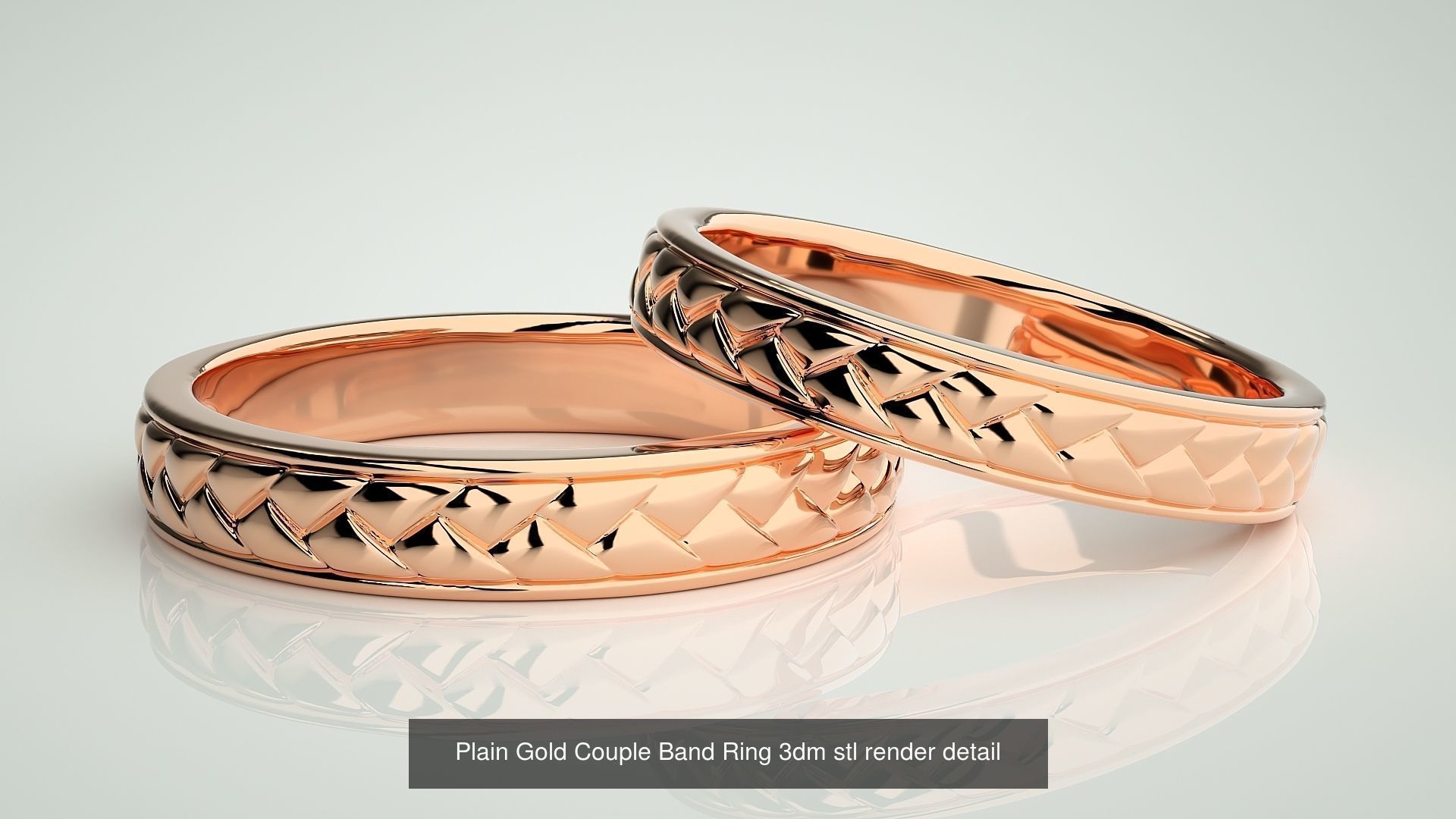 80 Italian Plain Gold Couple Bands 3dm stl 9 renders details  3D Model Collection_80