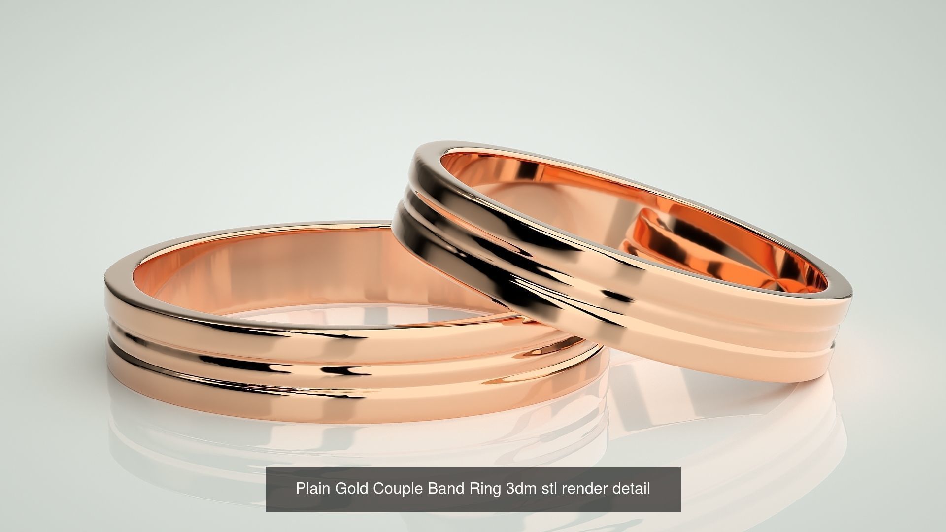 80 Italian Plain Gold Couple Bands 3dm stl 9 renders details  3D Model Collection_63