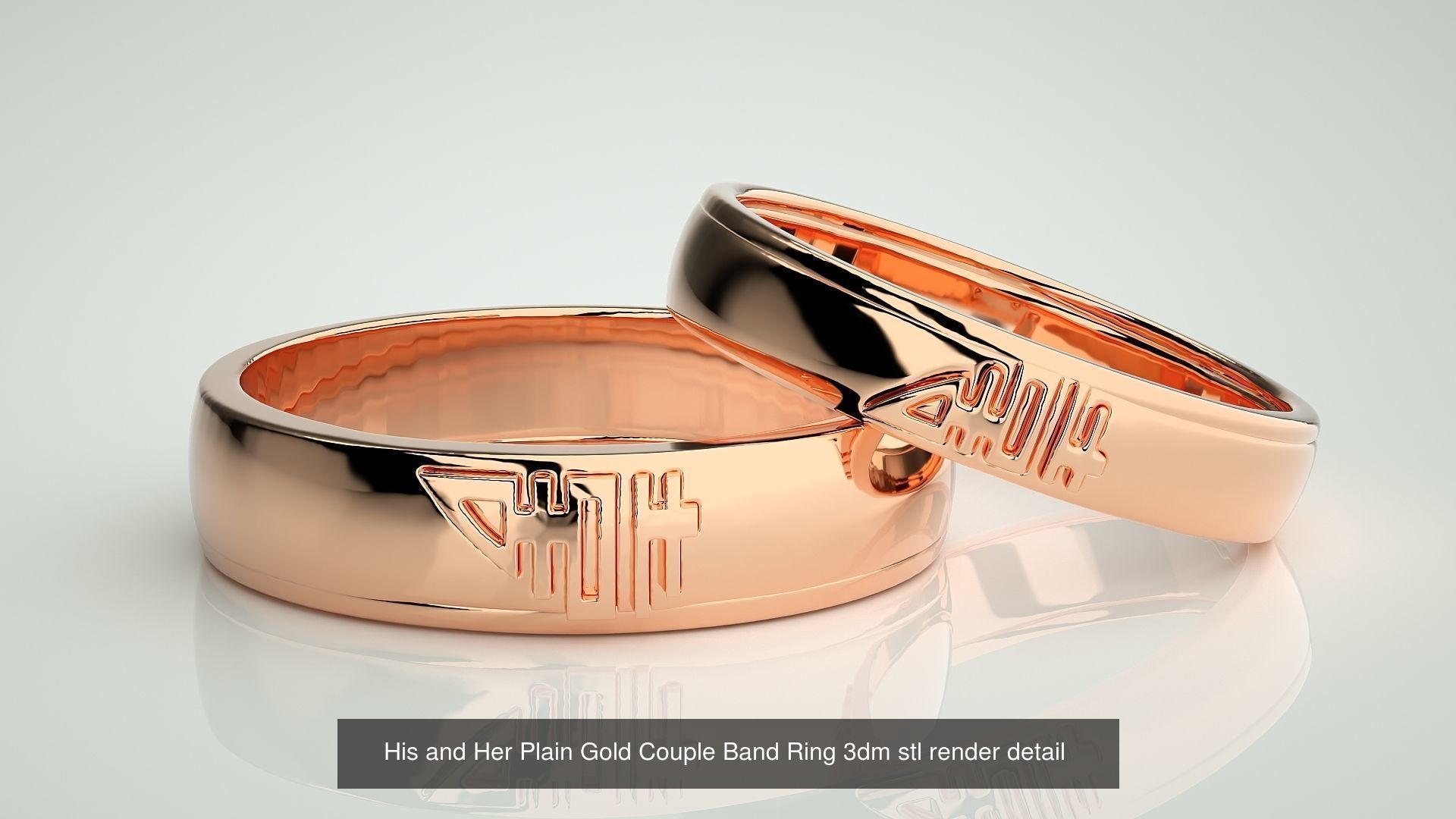 80 Italian Plain Gold Couple Bands 3dm stl 9 renders details  3D Model Collection_40
