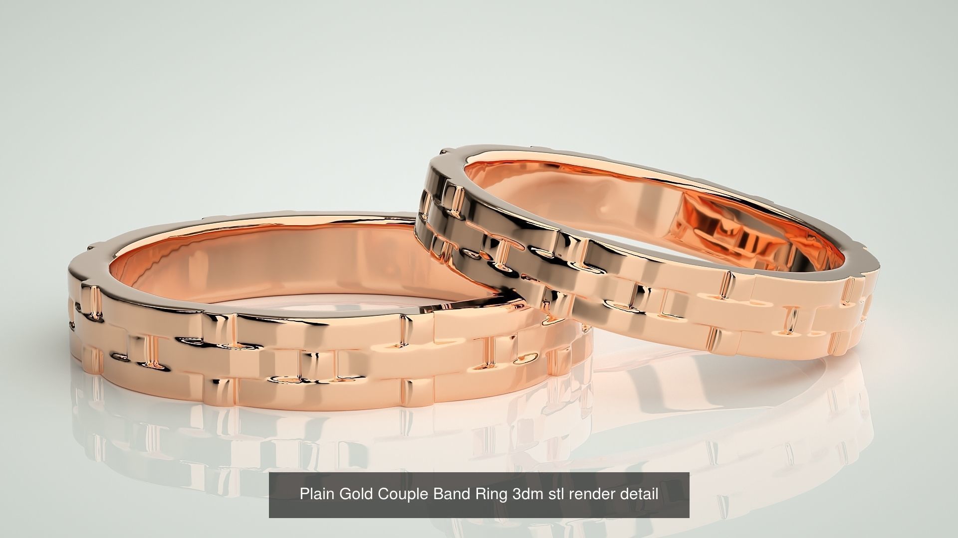 80 Italian Plain Gold Couple Bands 3dm stl 9 renders details  3D Model Collection_11