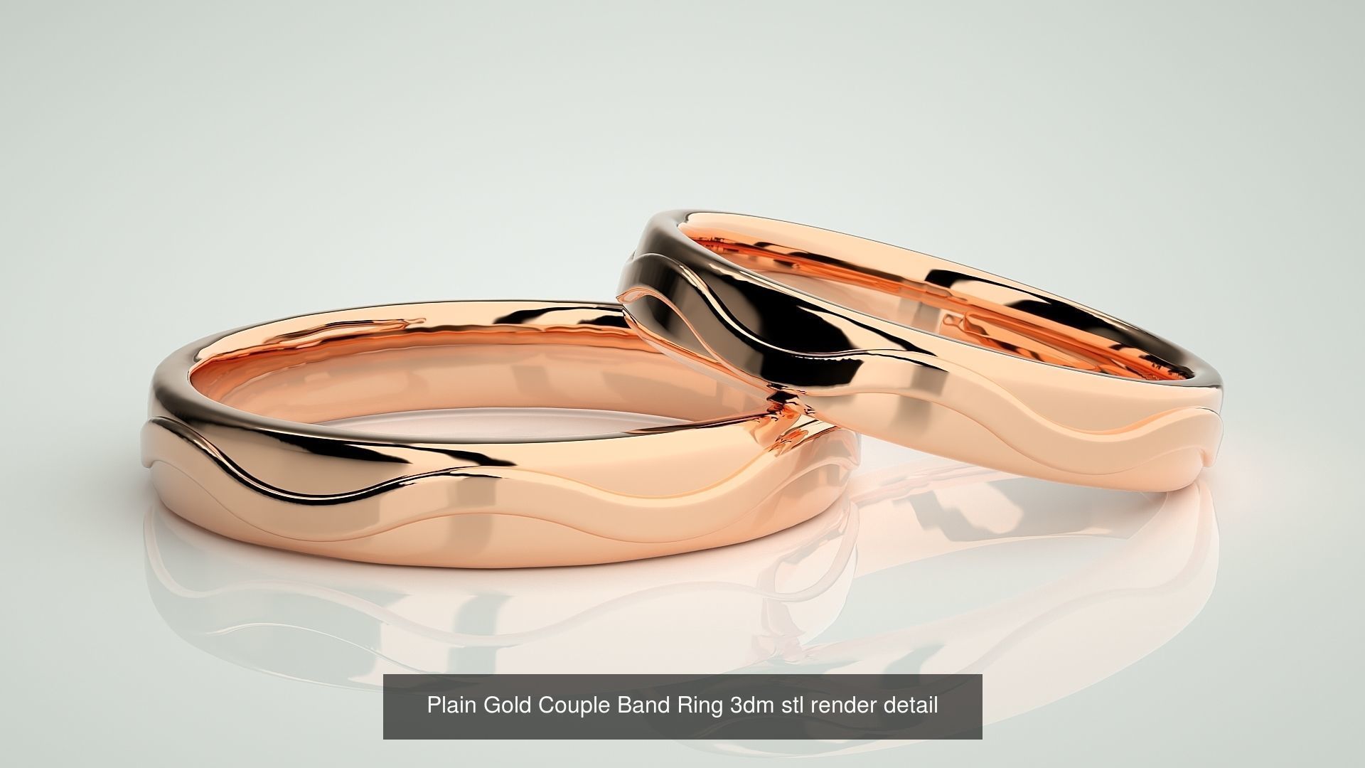 80 Italian Plain Gold Couple Bands 3dm stl 9 renders details  3D Model Collection_78