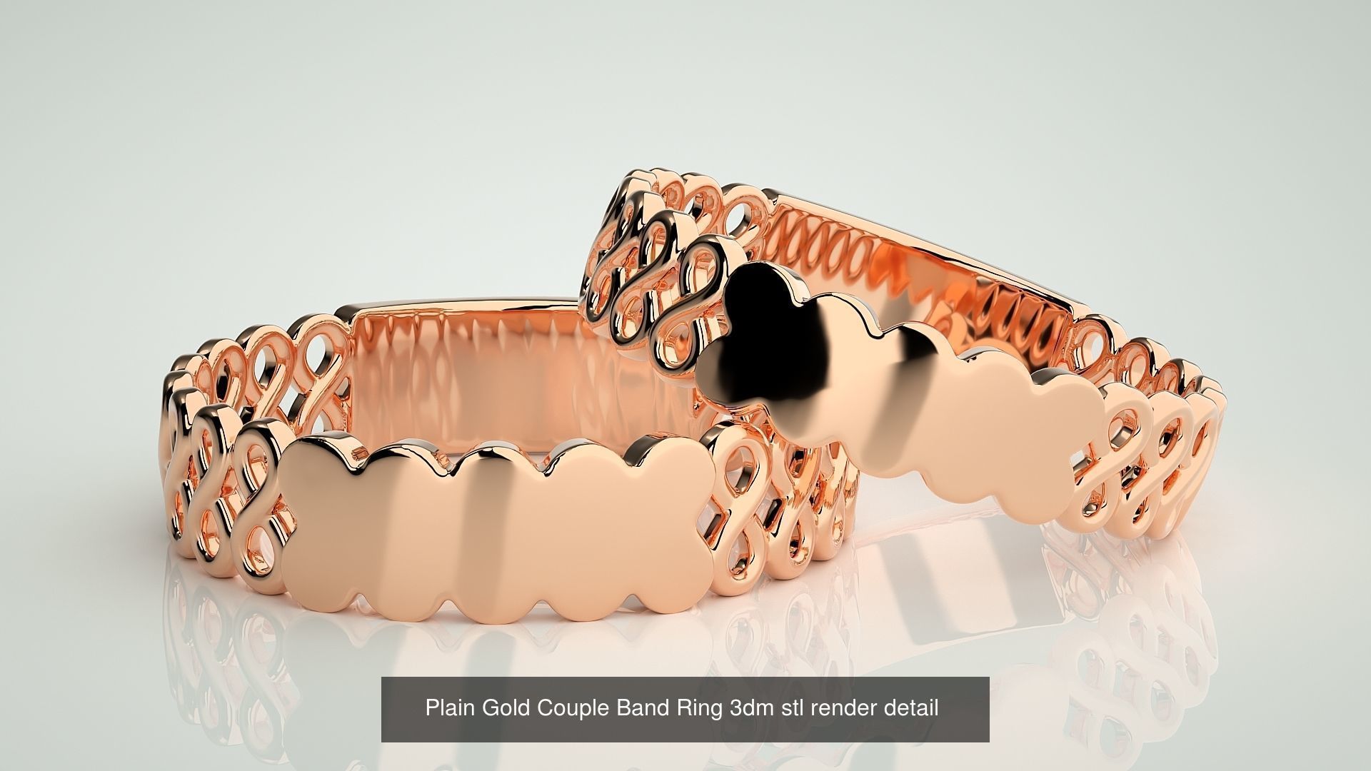 80 Italian Plain Gold Couple Bands 3dm stl 9 renders details  3D Model Collection_41
