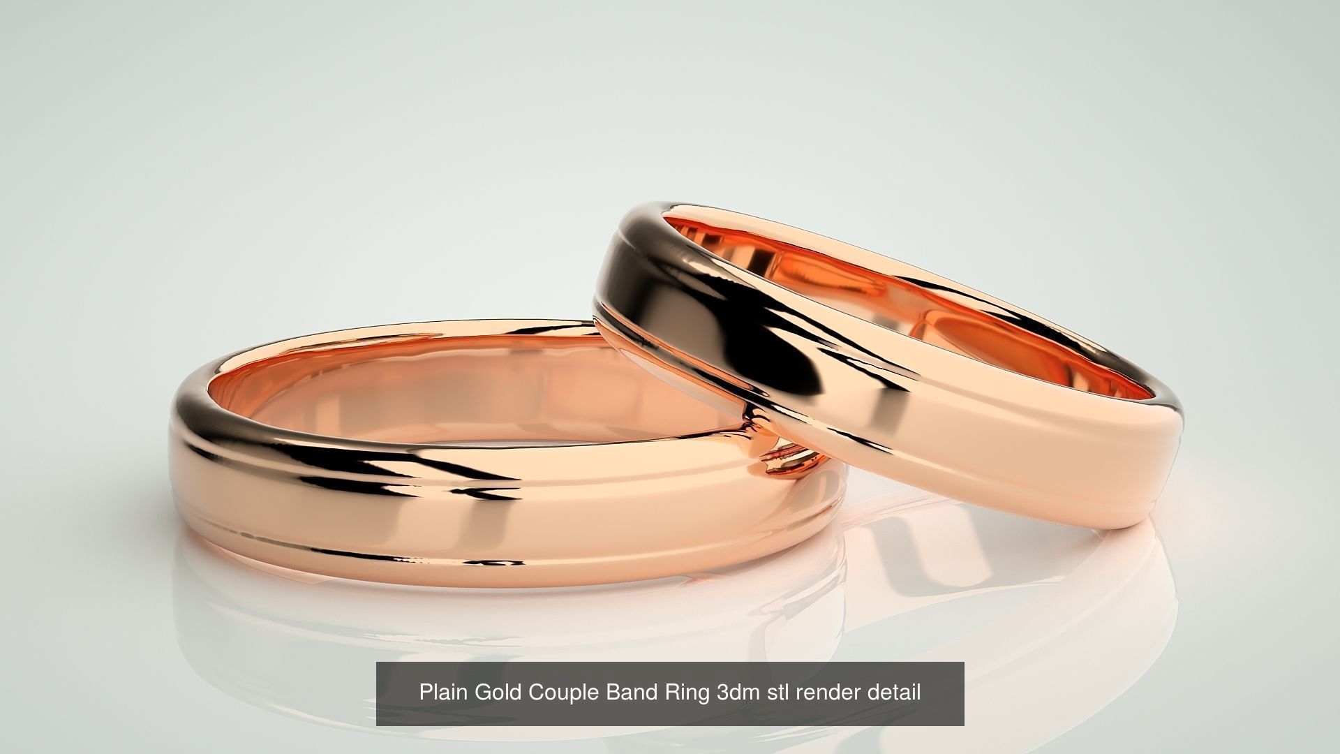 80 Italian Plain Gold Couple Bands 3dm stl 9 renders details  3D Model Collection_38