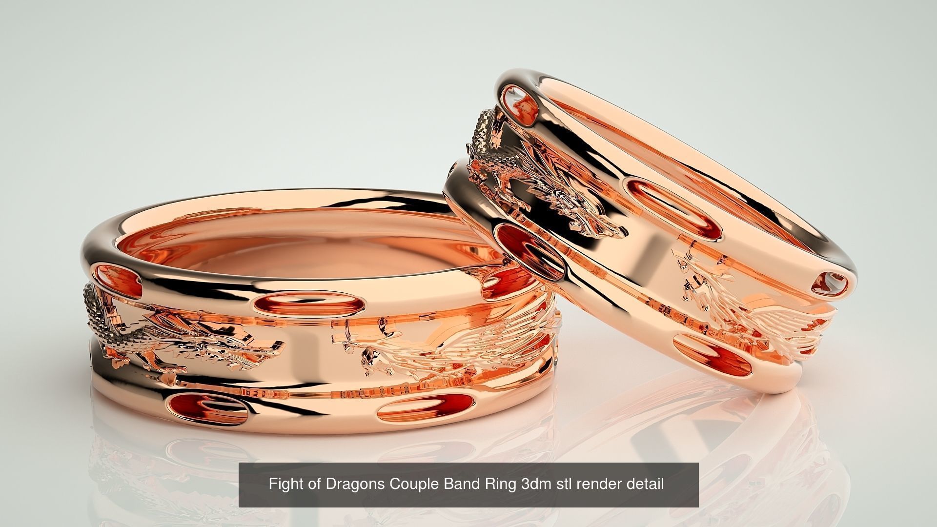 80 Italian Plain Gold Couple Bands 3dm stl 9 renders details  3D Model Collection_86