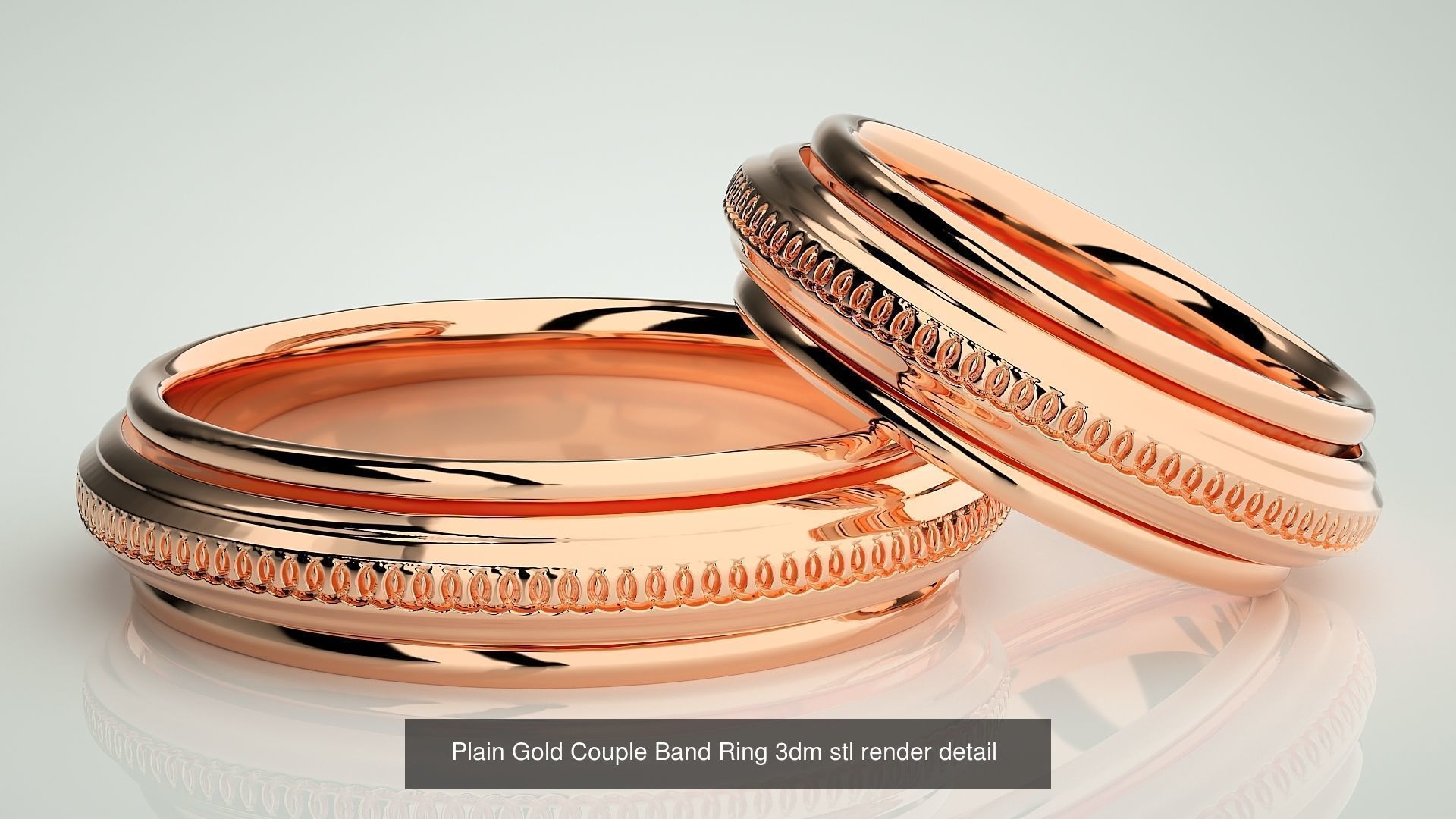 80 Italian Plain Gold Couple Bands 3dm stl 9 renders details  3D Model Collection_39