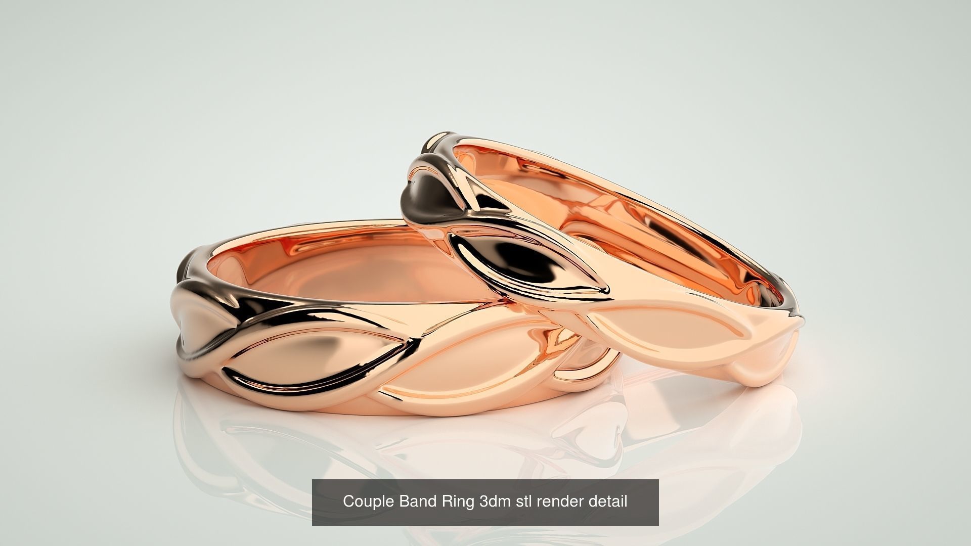 80 Italian Plain Gold Couple Bands 3dm stl 9 renders details  3D Model Collection_45